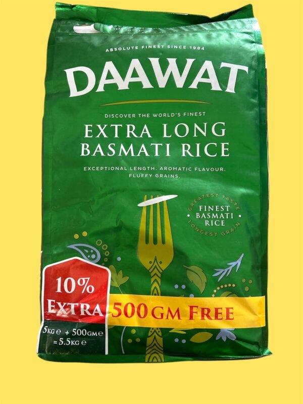 Daawat Extra Long Basmati Rice 5kg + 10% Extra