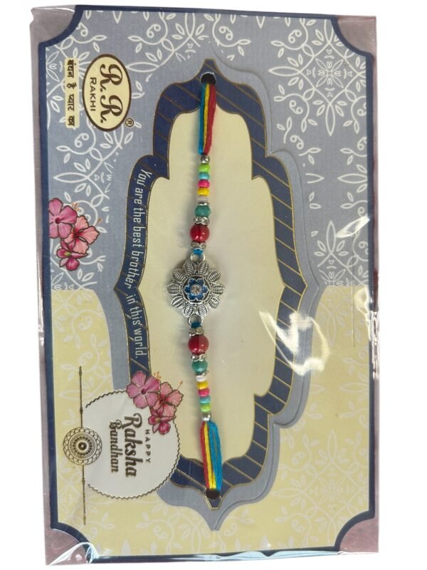 Rakhi 1 pc (Blue & Silver Color Flower)