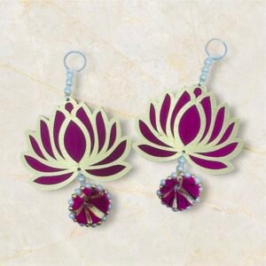 Pink Lotus Hanging (Set of 2) - Festive Decoration Wall Hanging- Dark Pink