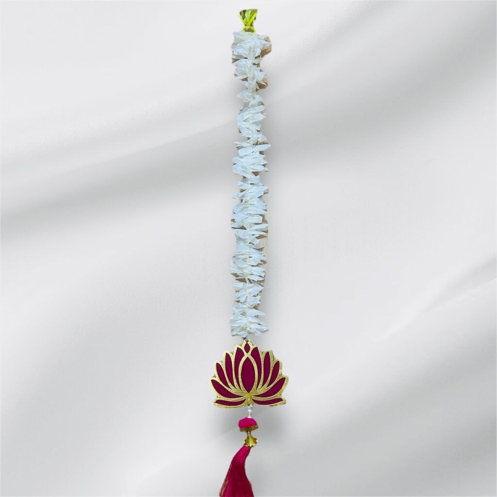 White & Dark Pink Lotus Hanging 1pc  - Festive Decoration Wall Hanging