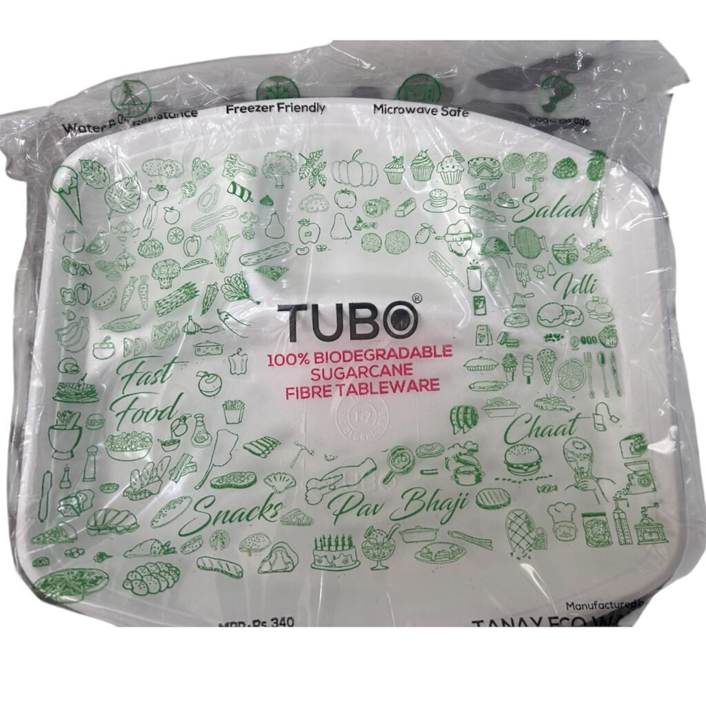 Tubo Biodegradable 4 Partition Plates 25pcs/ Disposable plates