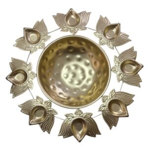 Metal Diya Holder Lotus Pattern Big (30cm)