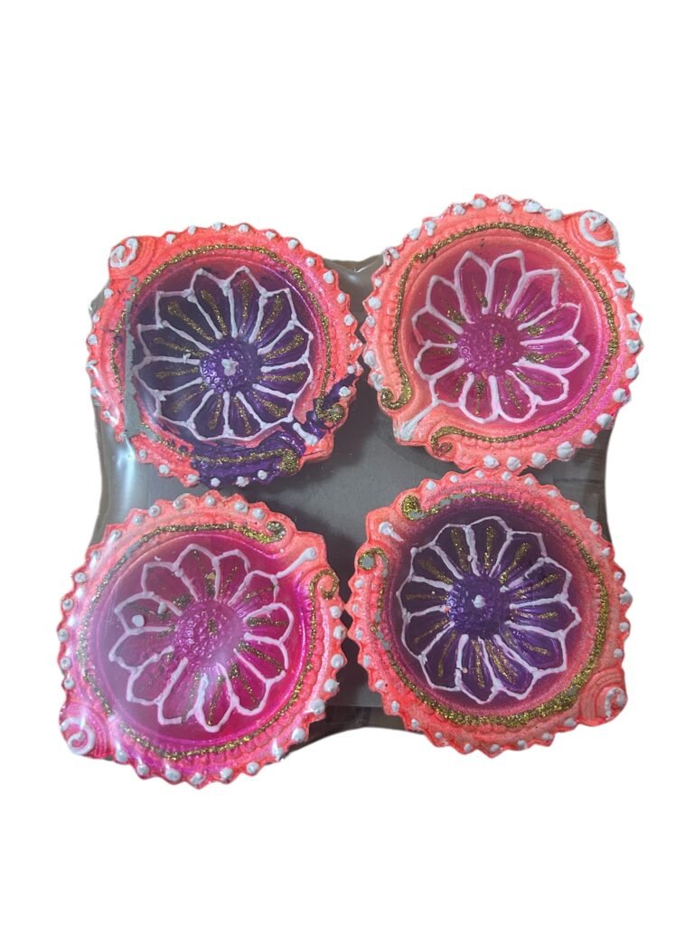 4 pc big size Pink shades Diya