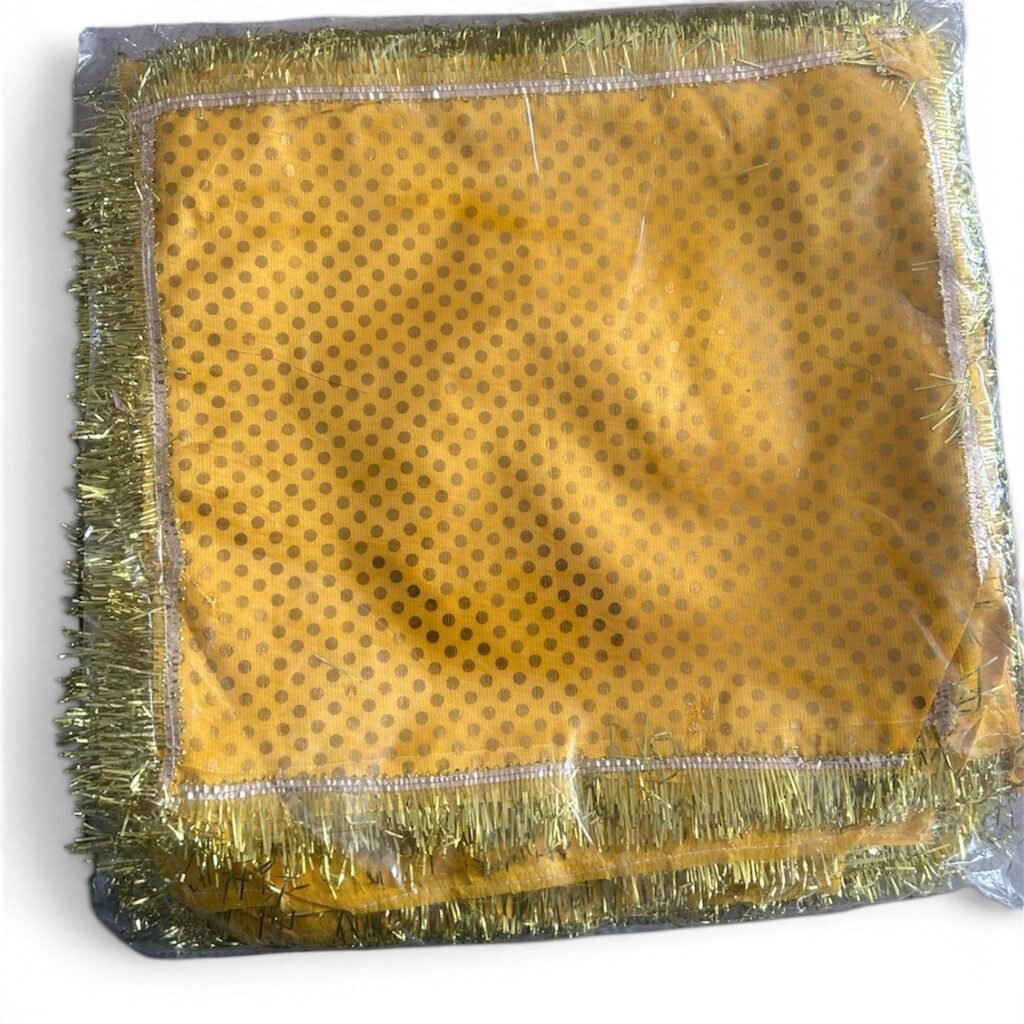 Pooja Chunri / Aasan / Thal Posh/ Thal Cover Yellow & Golden 1pc 40X40cm (Copy)