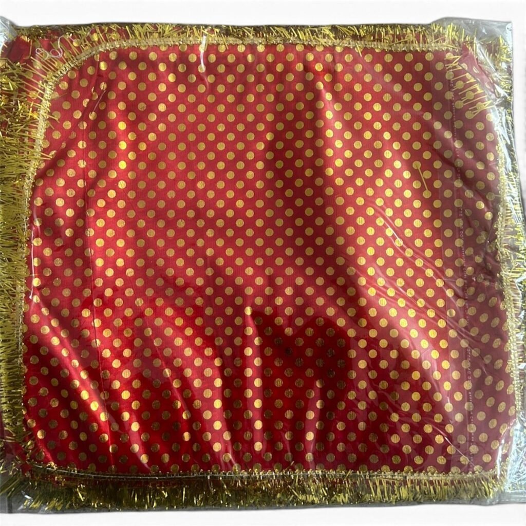 Pooja Chunri / Aasan / Thal Posh/ Thal Cover Red & Golden 1pc 40X40cm