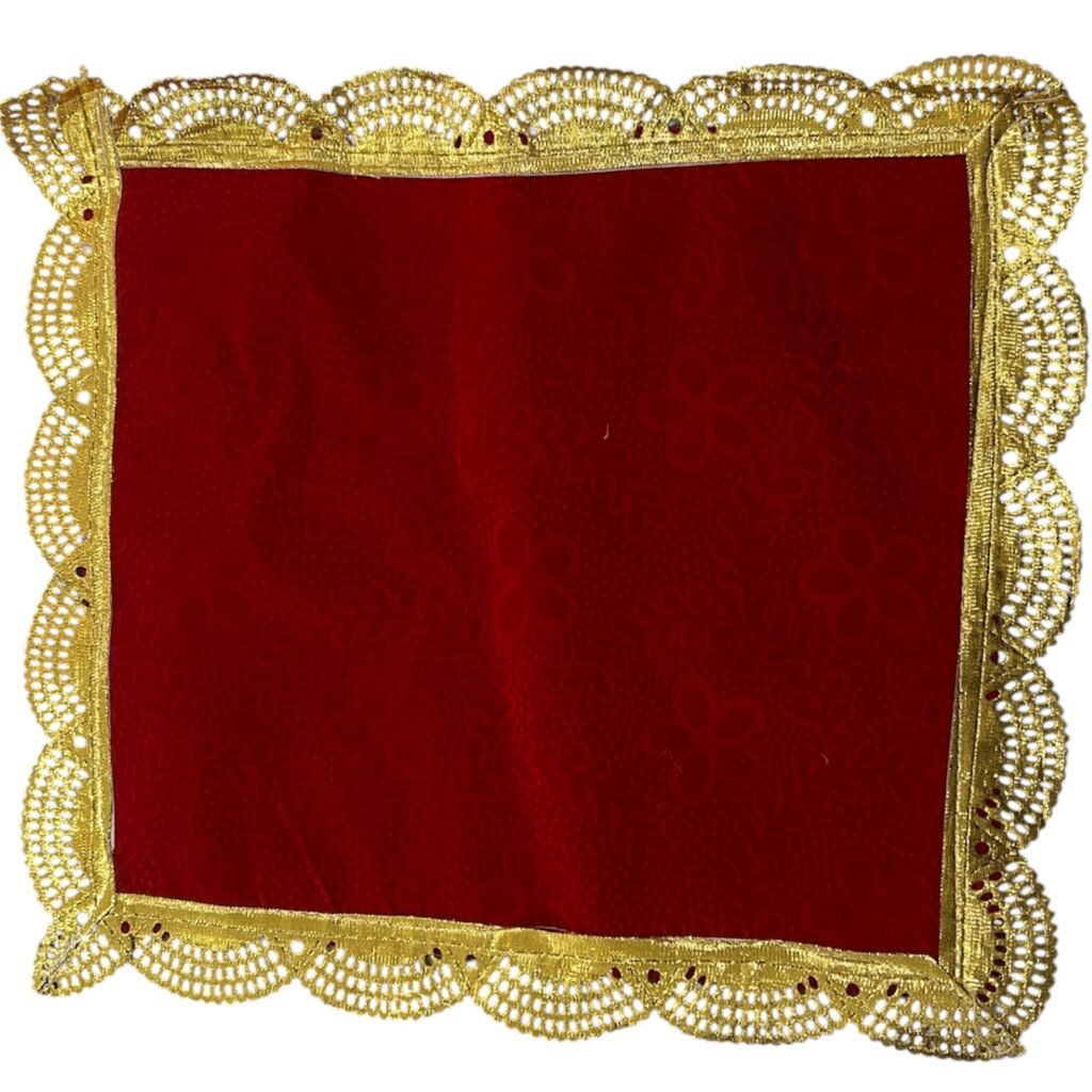 Aasan / Thal Posh/ Thal Cover Red1pc 40X40cm appx (Light Velvet Fabric)