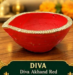 Diya Akhand Red 1 pc (7-8 cm width)