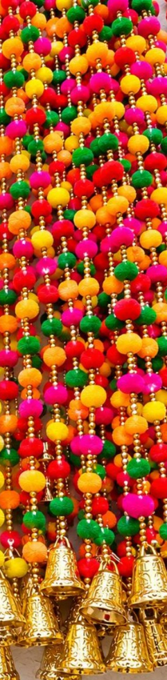 Colorful Pom Pom garland with  Bell Garlands 1 pc