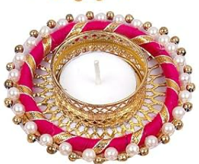 Candle Holder 1PC with Tea Light Candle PINK